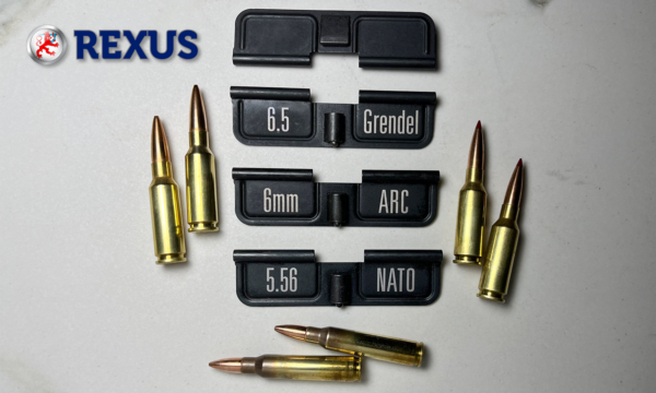 REXUS Laser-etched mil-spec ejection port door in either 6.5 Grendel, 6mm ARC, 5.56 NATO